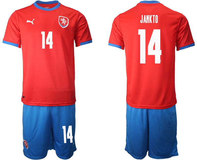 Men 2020-2021 European Cup Czech Republic home red #14 Soccer Jersey->customized soccer jersey->Custom Jersey